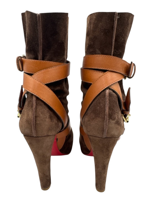 Christian Louboutin Shoe Size 39 Brown & Tan Suede leather Wrap Around Boots Brown & Tan / 39