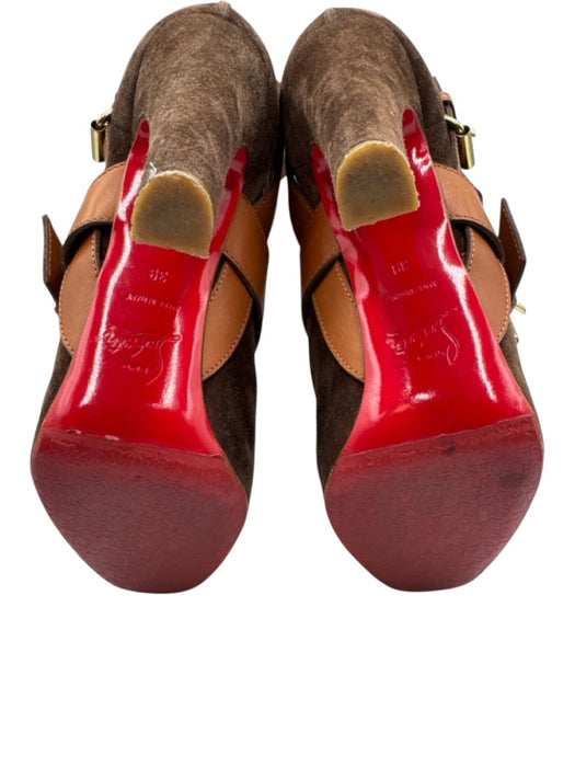Christian Louboutin Shoe Size 39 Brown & Tan Suede leather Wrap Around Boots Brown & Tan / 39
