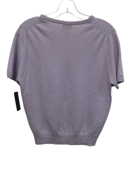 Neiman Marcus Size Medium Light Purple Cashmere Short Sleeve Ribbed Knit Sweater Light Purple / Medium
