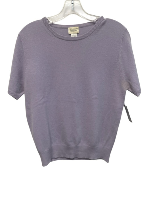 Neiman Marcus Size Medium Light Purple Cashmere Short Sleeve Ribbed Knit Sweater Light Purple / Medium