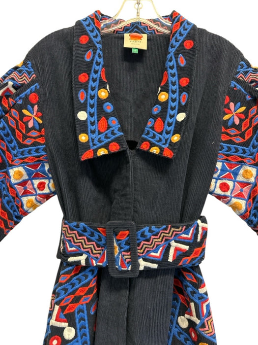 Farm Rio Size Small Blue, Red, Yellow Cotton Long puff sleeve Corduroy Jumpsuit Blue, Red, Yellow / Small