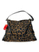 Fendi Black & Brown Nylon Animal Print Magnetic Close Gold Hardware Bag Black & Brown / M