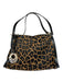 Fendi Black & Brown Nylon Animal Print Magnetic Close Gold Hardware Bag Black & Brown / M