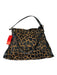 Fendi Black & Brown Nylon Animal Print Magnetic Close Gold Hardware Bag Black & Brown / M