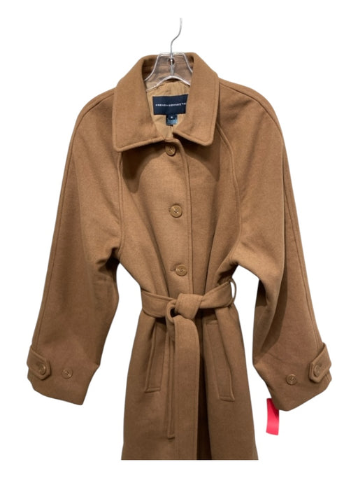 French Connection Size M Tan Polyester & Wool Felt Belt Coat Tan / M