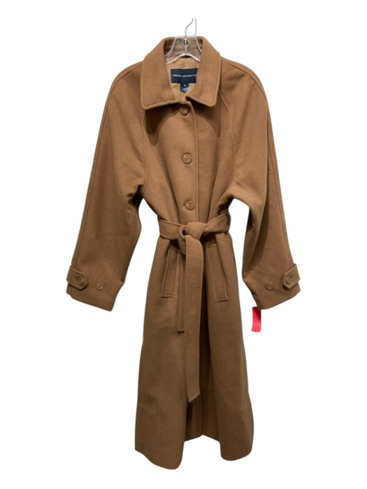 French Connection Size M Tan Polyester & Wool Felt Belt Coat Tan / M