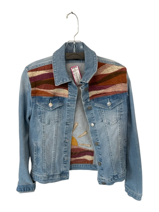 Driftwood Size XS Light wash & brown Cotton Blend Embroidered Detail Jacket Light wash & brown / XS