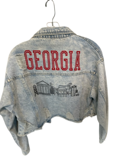 Rivalry Threads Size XS Light Wash & Red Cotton Blend Distressed UGA Jacket Light Wash & Red / XS