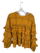 English Factory Size XS Mustard Polyester Long Sleeve Ruffles Plaid Top Mustard / XS