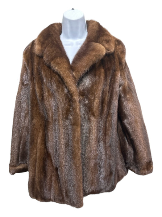 Size S/M Dark Brown Mink Hook & Eye Pockets Latch Closure Lapel Coat Dark Brown / S/M