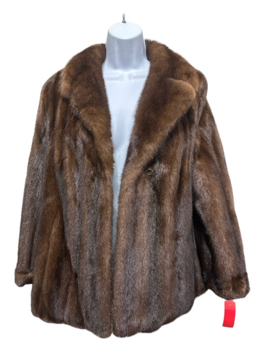 Size S/M Dark Brown Mink Hook & Eye Pockets Latch Closure Lapel Coat Dark Brown / S/M