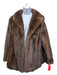 Size S/M Dark Brown Mink Hook & Eye Pockets Latch Closure Lapel Coat Dark Brown / S/M