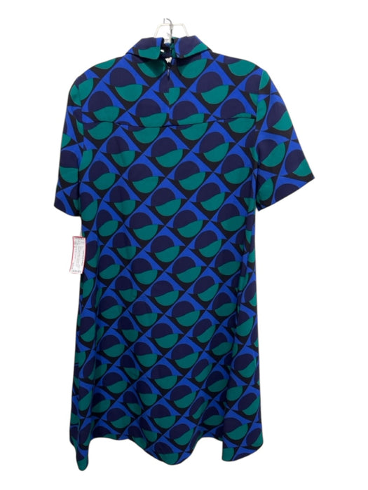 Marc By Marc Jacobs Size 4 Blue, Green & Black Triacetate Blend Collar Dress Blue, Green & Black / 4