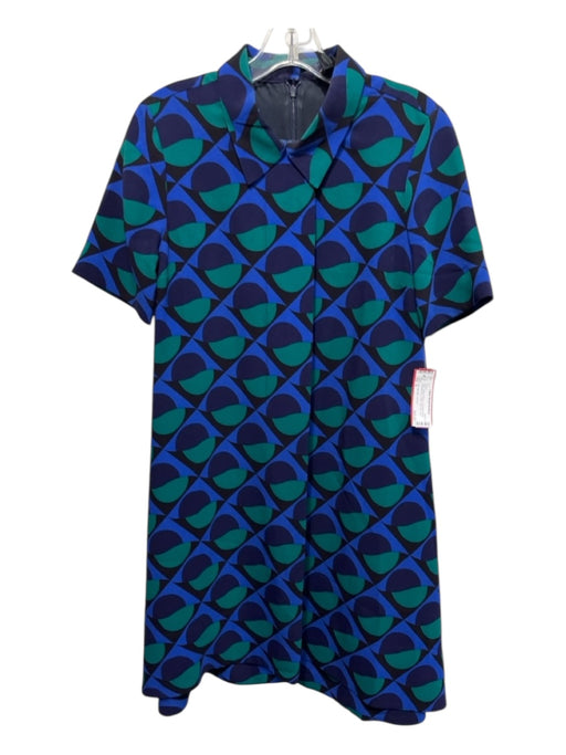 Marc By Marc Jacobs Size 4 Blue, Green & Black Triacetate Blend Collar Dress Blue, Green & Black / 4