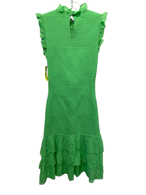Cynthia Rowley Size 4 Light Green Viscose Smocked Ruffle Sleeveless Midi Dress Light Green / 4