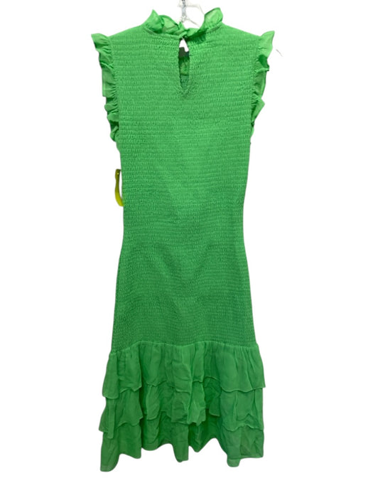 Cynthia Rowley Size 4 Light Green Viscose Smocked Ruffle Sleeveless Midi Dress Light Green / 4
