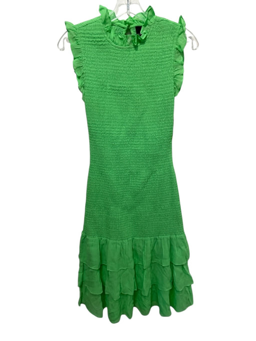Cynthia Rowley Size 4 Light Green Viscose Smocked Ruffle Sleeveless Midi Dress Light Green / 4