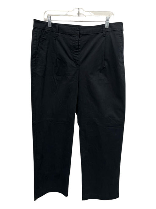 J Crew Size 14 Black Cotton Blend pleat front Straight Leg High Rise Pants Black / 14