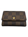 Louis Vuitton Brown Leather Snap Buttons Checkered Cardholder Wallets Brown