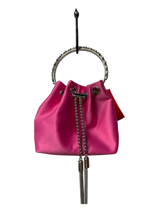 Sandra Roberts Hot pink Sateen Silver Hardware Chain Drawstring Mini Bag Hot pink / S