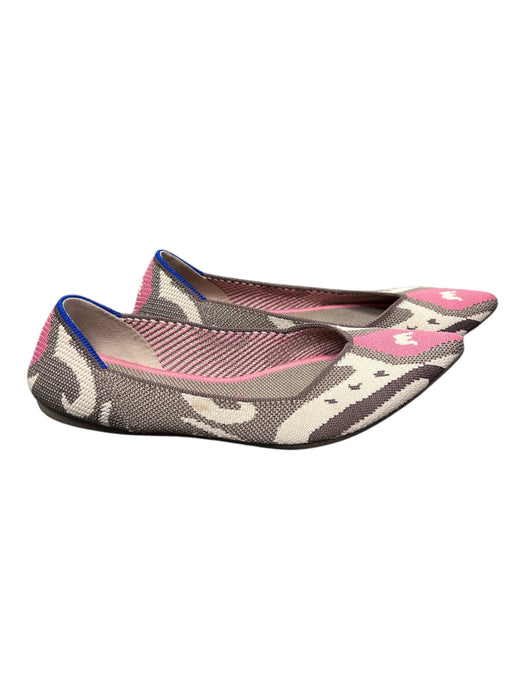 Rothy's Shoe Size 9 Grey, White, Pink Ballet Flat Pointed Toe Slip On Shoes Grey, White, Pink / 9