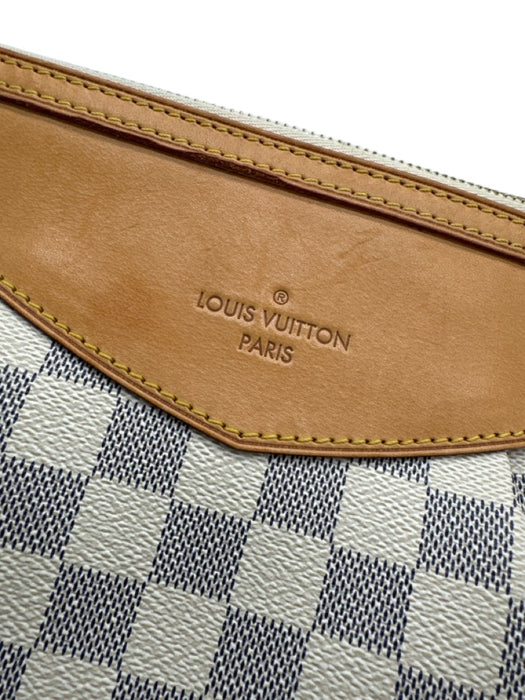 Louis Vuitton White & Blue Print Coated Canvas Damier Azur Leather Straps Bag White & Blue Print