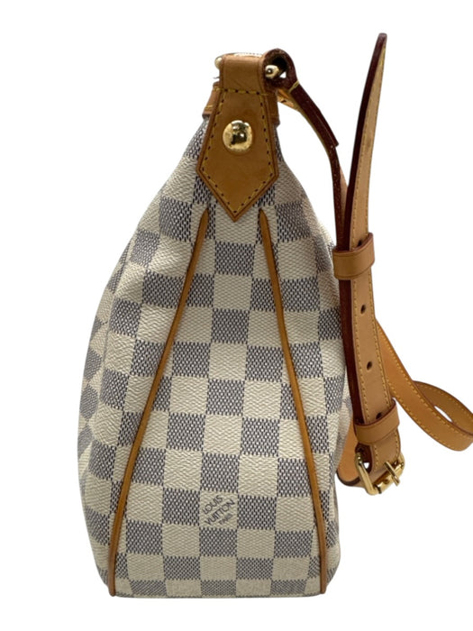Louis Vuitton White & Blue Print Coated Canvas Damier Azur Leather Straps Bag White & Blue Print