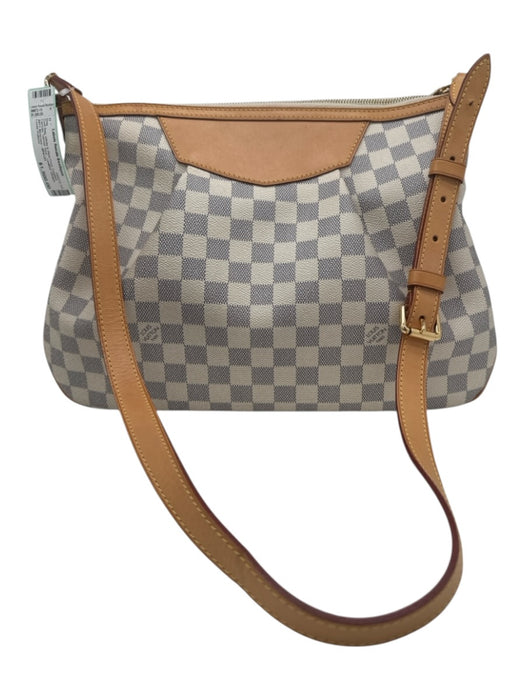Louis Vuitton White & Blue Print Coated Canvas Damier Azur Leather Straps Bag White & Blue Print