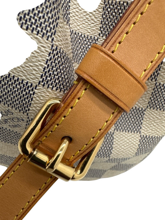 Louis Vuitton White & Blue Print Coated Canvas Damier Azur Leather Straps Bag White & Blue Print