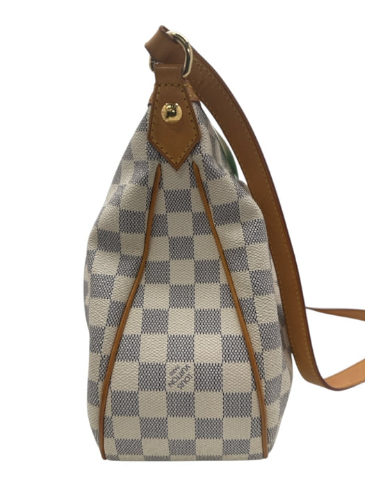 Louis Vuitton White & Blue Print Coated Canvas Damier Azur Leather Straps Bag White & Blue Print