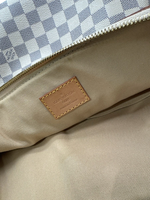 Louis Vuitton White & Blue Print Coated Canvas Damier Azur Leather Straps Bag White & Blue Print