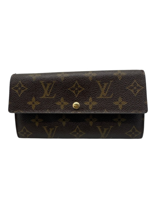 Louis Vuitton Brown Print Coated Canvas Monogram Snap Continental Wallets Brown Print