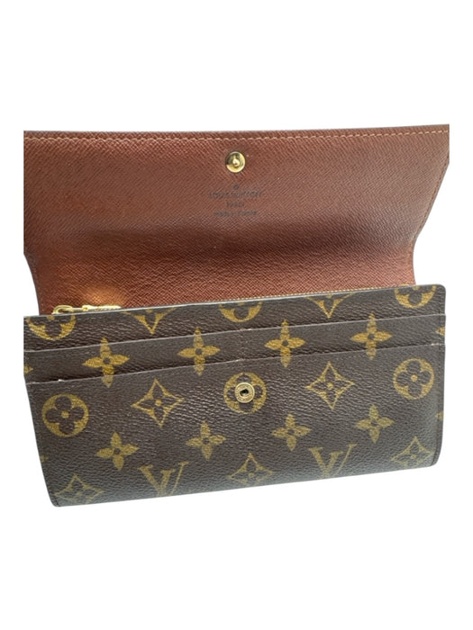 Louis Vuitton Brown Print Coated Canvas Monogram Snap Continental Wallets Brown Print