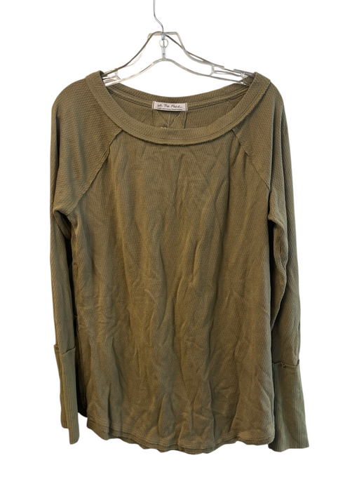 We The Free Size L Green Viscose Blend Boat Neck Long Sleeve Thumb Holes Top Green / L