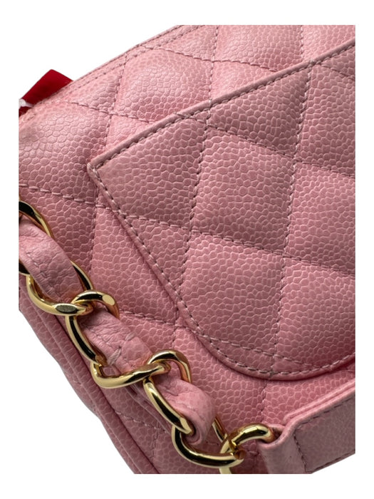 Chanel Light Pink Leather Quilted Goldtone Hardware Zip closure Bag Light Pink