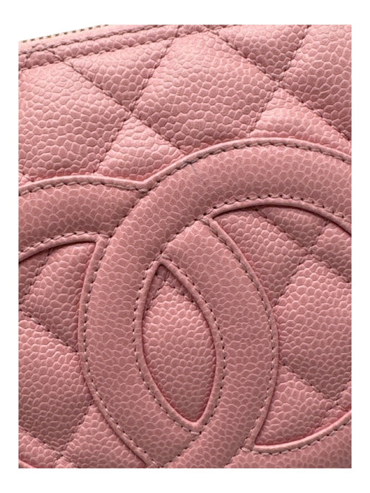 Chanel Light Pink Leather Quilted Goldtone Hardware Zip closure Bag Light Pink