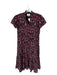 Victoria Dunn Size XS Black & Magenta Cotton Short Sleeve Birds Flowers Dress Black & Magenta / XS