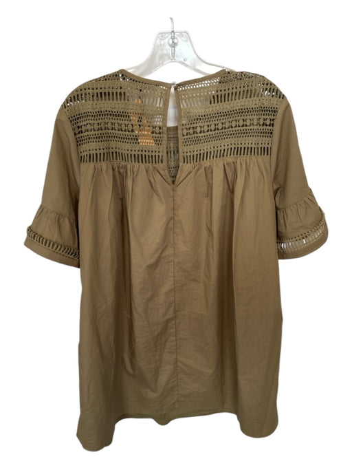 English Factory Size M Olive Green Cotton Short Sleeve Lace Detail Dress Olive Green / M