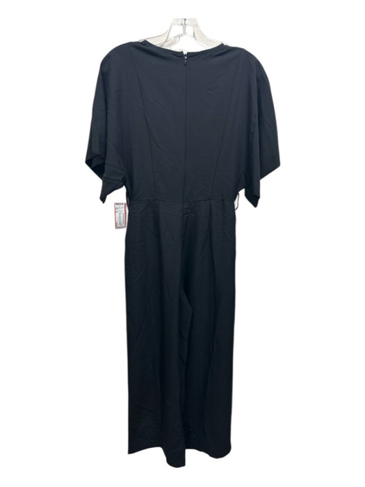 MNG Size XS Black Viscose Short Sleeve Solid Button Detail Straight Leg Jumper Black / XS