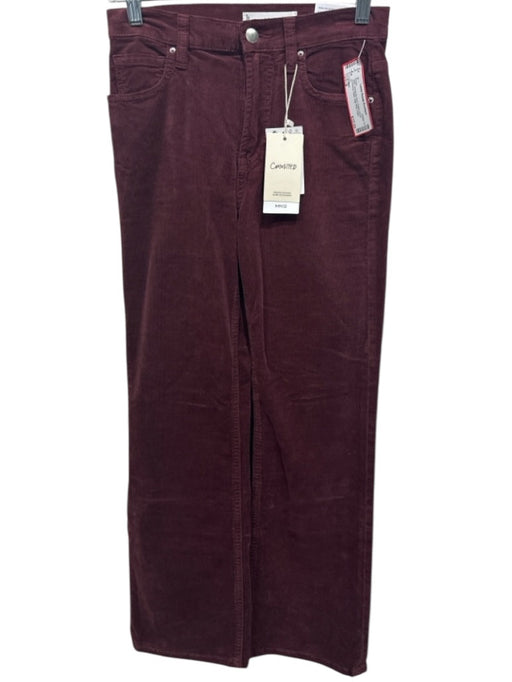 MNG Size 2 Burgundy Red Cotton Blend Corduroy Solid High Rise Flare Pants Burgundy Red / 2