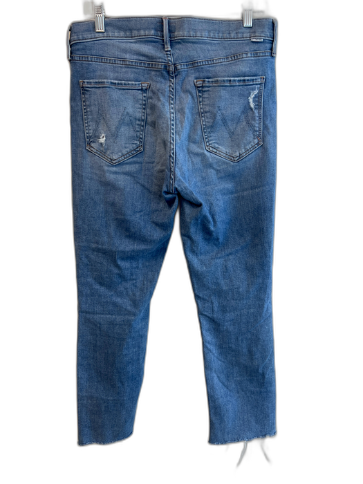 Mother Size 31 Light Wash Cotton Mid Rise Distressed 5 Pocket Straight Leg Jeans Light Wash / 31