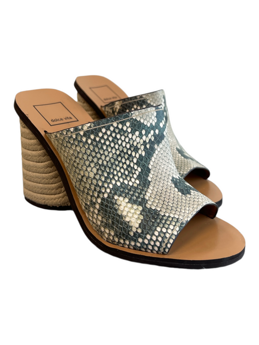 Dolce Vita Shoe Size 7 Brown & Green Leather open toe Animal Print Shoes Brown & Green / 7