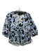 Abbey Glass Size S Blue, Black & Gray Cotton V Neck Smocked Neck 3/4 Sleeve Top Blue, Black & Gray / S