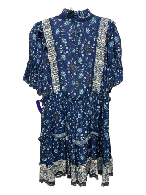 Sea New York Size 6 Blue, White, Purple Viscose Side Zip Floral V Neck Dress Blue, White, Purple / 6
