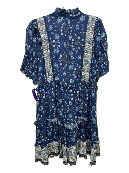 Sea New York Size 6 Blue, White, Purple Viscose Side Zip Floral V Neck Dress Blue, White, Purple / 6