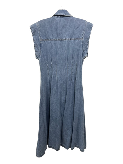 Veronica Beard Size 8 Light Wash Cotton pintuck waist Cap Sleeve Dress Light Wash / 8