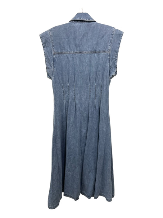 Veronica Beard Size 8 Light Wash Cotton pintuck waist Cap Sleeve Dress Light Wash / 8