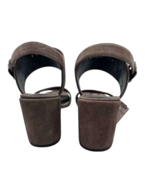 Stuart Weitzman Shoe Size 7.5 Gray Suede Buckle Ankle Strap Block heel Sandals Gray / 7.5