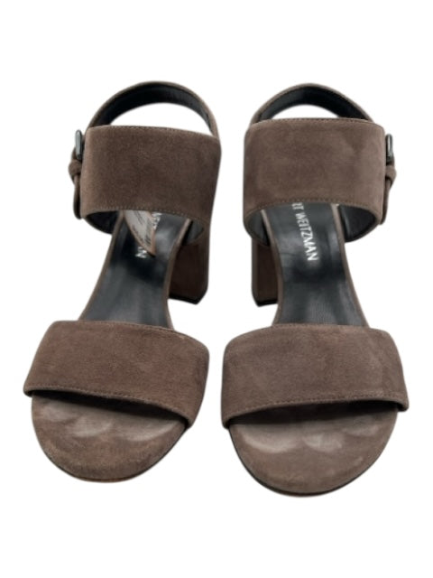 Stuart Weitzman Shoe Size 7.5 Gray Suede Buckle Ankle Strap Block heel Sandals Gray / 7.5