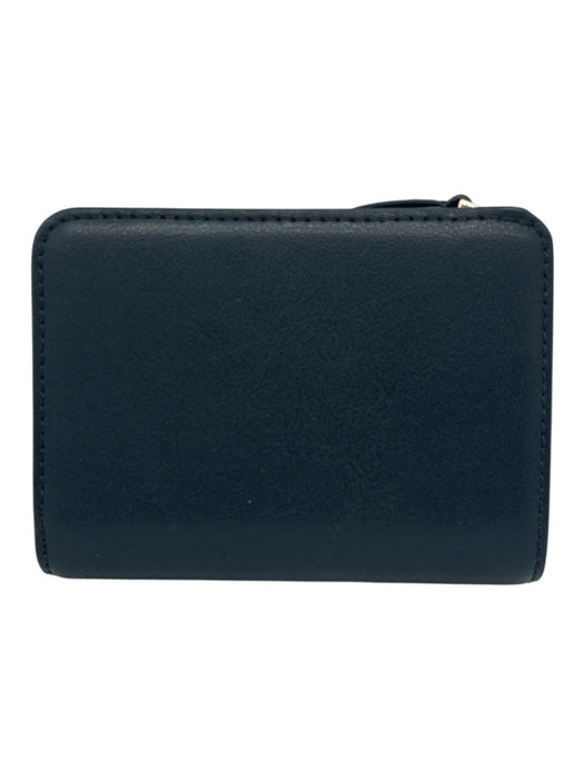 Marc Jacobs Black Leather Gold Tone Hardware Logo Multiple Compartments Wallets Black